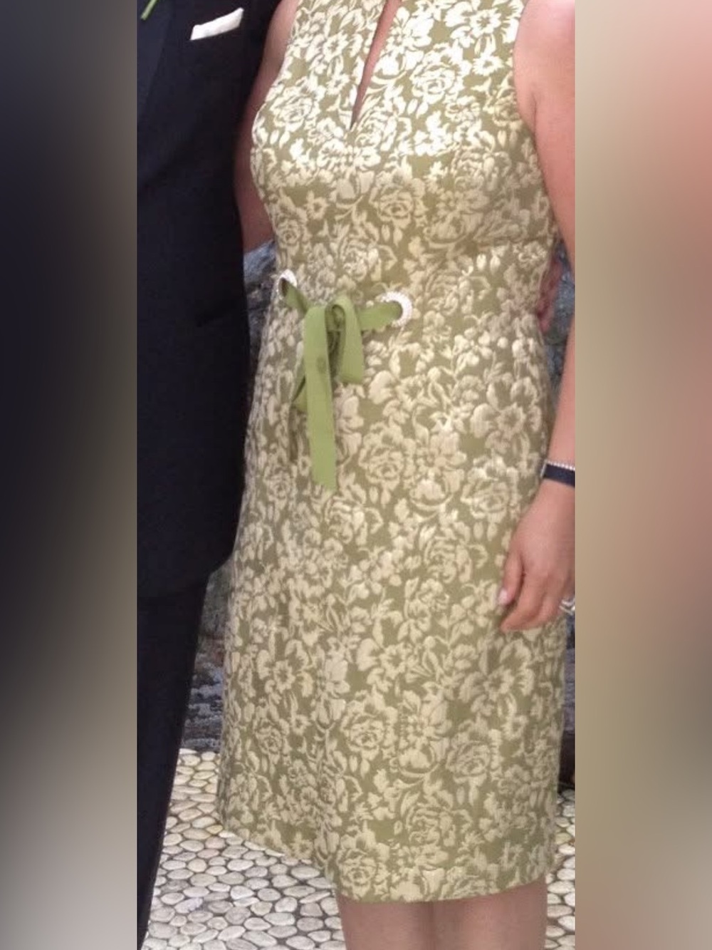 Gorgeous & Elegant Chetta B Olive and Gold Floral Dress (knee-length dress)